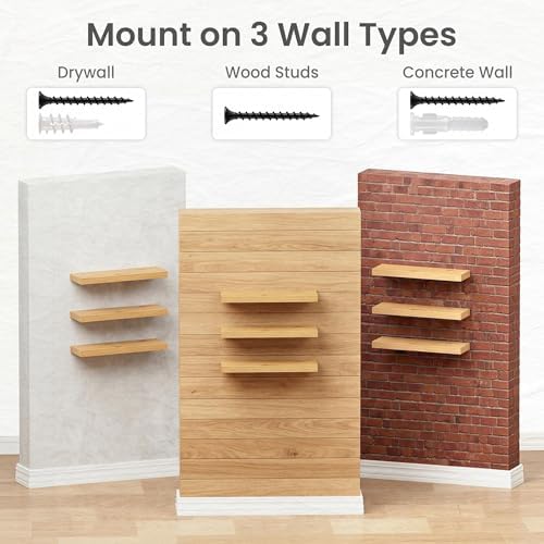16 in Floating Shelves for Wall Decor Color Oak, Pack 2 - Image 5