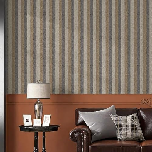 Herringbone Striped Peel and Stick Wallpaper 17.3"x120" Black Grey Brown - Image 4