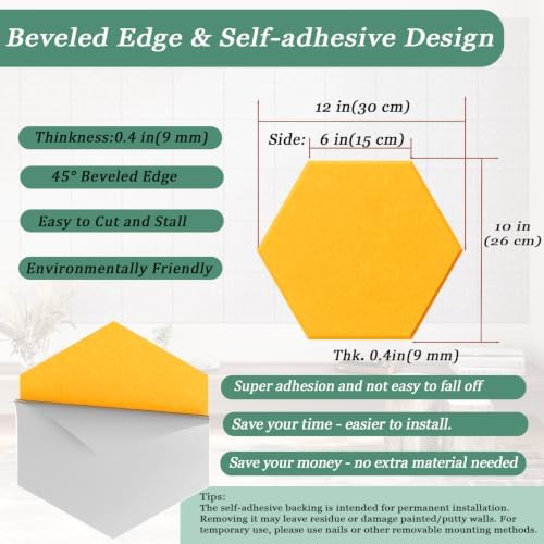 Hexagon Acoustic Panels, 12 Pack Self-Adhesive Sound Panels - Image 4