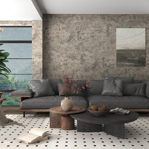 JSEVEM 16"×354" Light Brown Concrete Wallpaper Peel and Stick Industrial Beige - Image 2