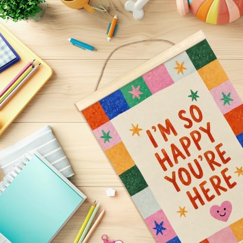 madalo I'm so Happy You're Here Wall Art Poster Hanger Frame, kids Welcome Sign - Image 7
