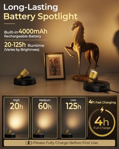 EZVALO 4-Pack Spotlight Indoor, Rechargeable Battery Picture Lights, Wireless - Image 3