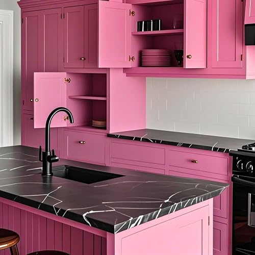 Ismoon 17.7inx118in Pink Wallpaper Peel and Stick Wallpaper Pink Contact Paper - Image 6