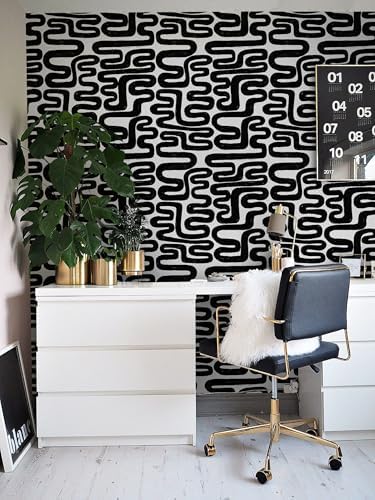Peel and Stick Wallpaper Black and White Wall Paper Modern Geometric - Image 2