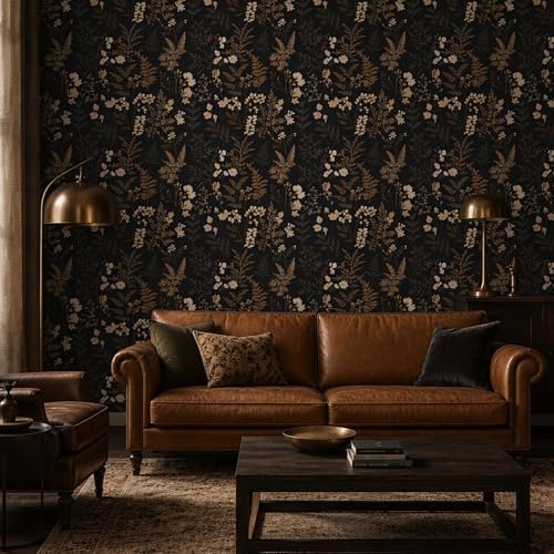 Moody Dark Vintage Floral Peel and Stick Wallpaper 17.7"x393.7" - Image 3