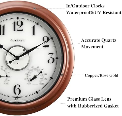 CLXEAST 18" Large Illuminated Outdoor Clocks Waterproof - Image 3