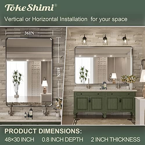 TokeShimi 48 x 36 Inch Black Bathroom Vanity Mirror - Image 4