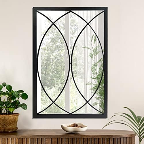 HQiJun Black Rectangle Wall Mirror, Farmhouse Decorative Mirror - Image 4