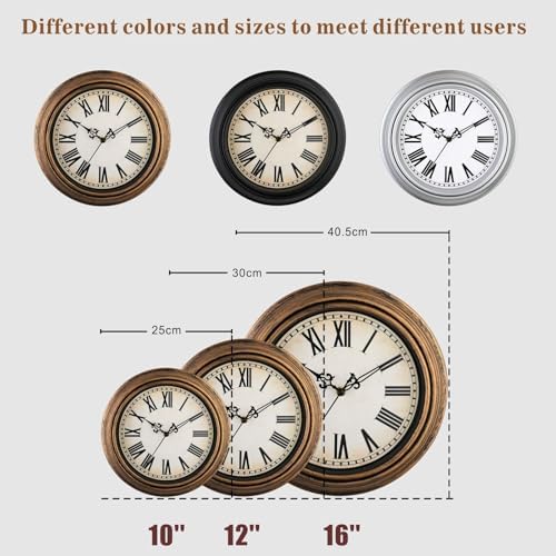 Plumeet Extra Large Retro Wall Clock, Roman Numerals, Battery Operated - Image 5