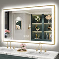 50x32 Gold LED Bathroom Mirror by Awandee