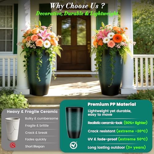 Autodaya 24" Tall Large Outdoor Planters - Image 3