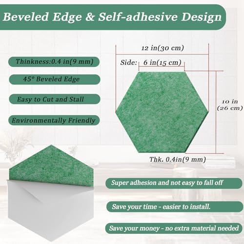 Hexagon Acoustic Panels, 12 Pack Self-Adhesive Sound Panels - Image 3