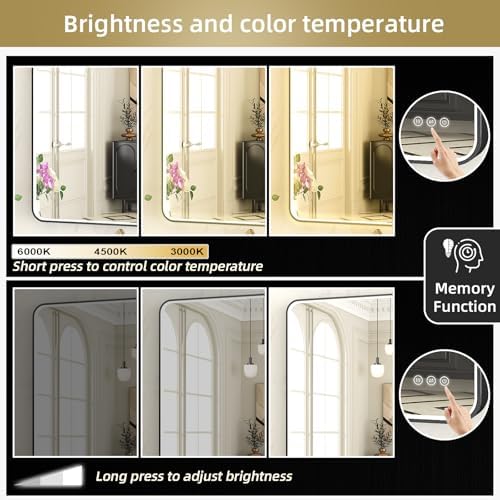 LED Mirror for Bathroom 55X32 Inch Black Framed - Image 3