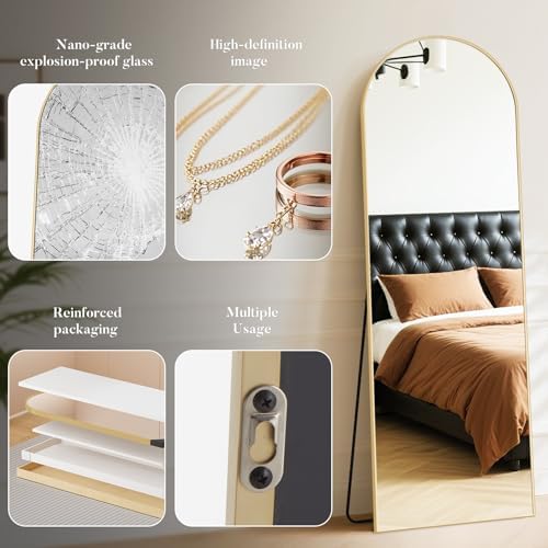 DUMOS 64"x21" Arched Full Length Floor Mirror, Full Body Mirror - Image 6