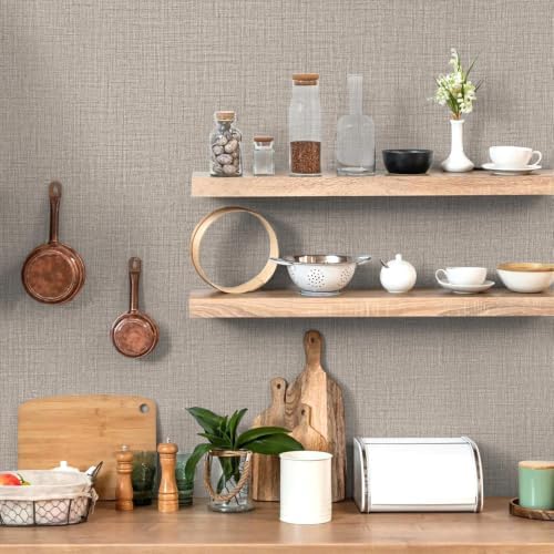 wishFIRE Grasscloth Peel and Stick Wallpaper 23.6"X200" Khaki Contact Paper - Image 5