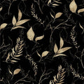 Dark Black and Gold Leaf Peel and Stick Wallpaper 17.7" x 70.8" by Akodm