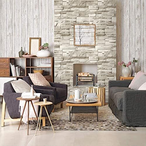 Jeweluck Faux Stone Wallpaper Peel and Stick Brick Wallpaper 17.7”×236.2” - Image 4