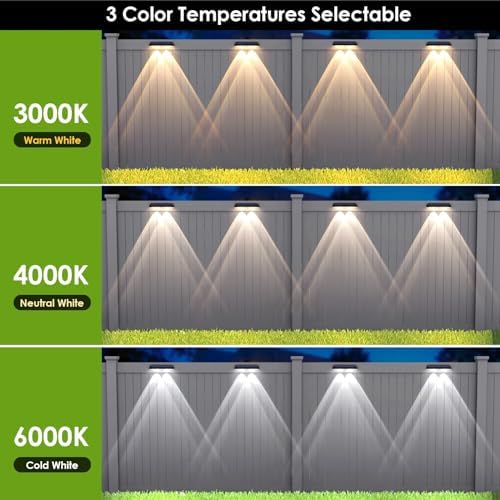 Solar Fence Lights Outdoor, 2700/4000/6000K 3 Mode, 8 Pack - Image 4