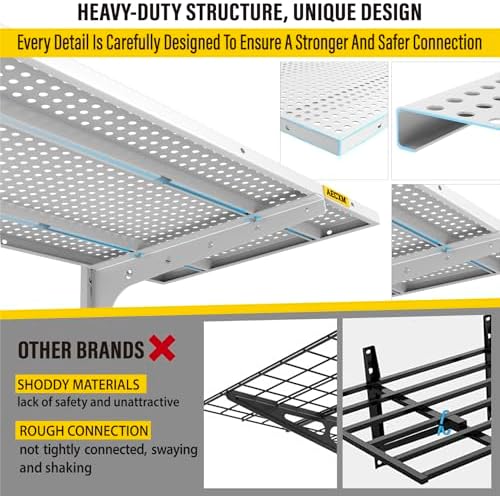 Aecxm 2-Pack 2 Tier 1.3x3ft Garage Shelving Wall Mounted, 500lbs Load - Image 5