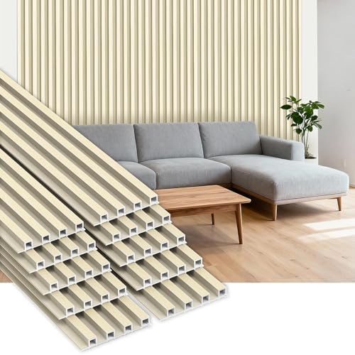 10Pack WPC Slat Wall Panels, 96 x 6.4 x 0.8Inches 3D Accent Wall Panels by Ritollo