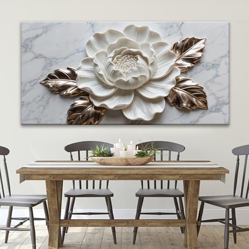 Suconvng Canvas Wall Art Living Room Home Wall Decor Modern White Flower Canvas - Image 5