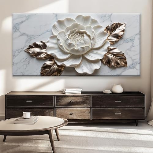Suconvng Canvas Wall Art Living Room Home Wall Decor Modern White Flower Canvas - Image 6