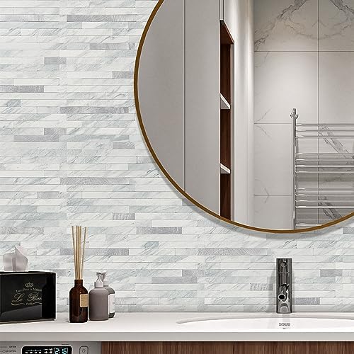 STICKGOO Peel and Stick Backsplash Tile, Volakas White - Image 2