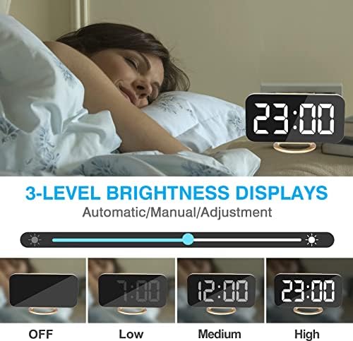 Sukeen Digital Alarm Clock, Modern Mirror Desk Wall Clock - Image 4