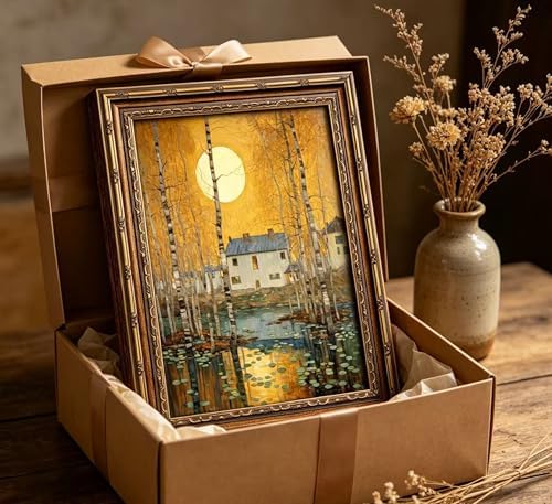 Vintage Gold Framed Minimalist Moon Canvas Wall Art，Retro Celestial Neutral - Image 4