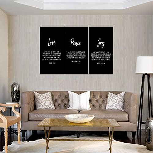 3 Piece Inspirational Wall Art, Quotes "Love Peace Joy" Motivational Canvas Art - Image 4