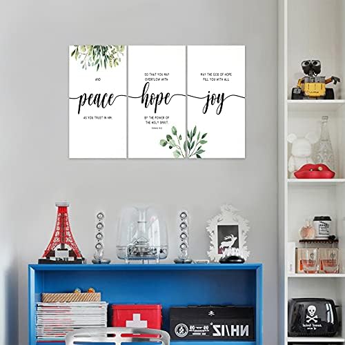 3 Piece Inspirational Wall Art, Quotes "Peace Hope Joy" Canvas Print - Image 3