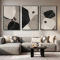 Large Framed Black and White Abstract Wall Art, 3 Piece Set, Each 24x36 In by Cuspin