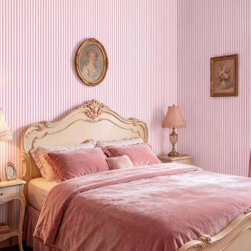Colarr Pink Striped Peel and Stick Wallpaper 17'' x 118'' Contact Paper - Image 4