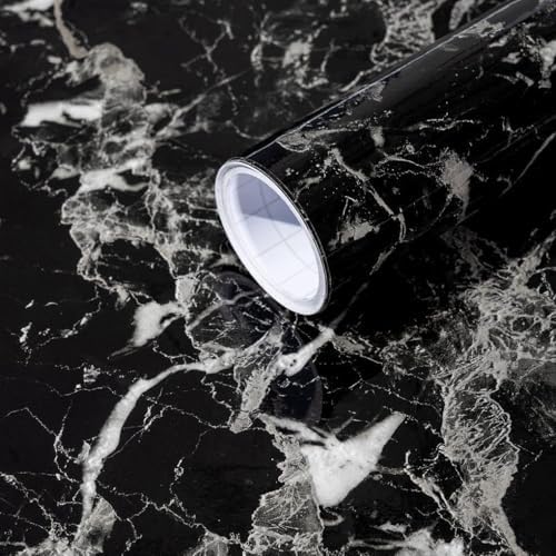 Arthome Black Marble Contact Paper, Peel and Stick Black Paper, Self Adhesive by ArthomeWALLDECOR