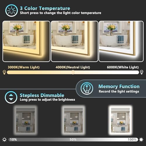 28x36 Gold LED Bathroom Mirror - Image 5