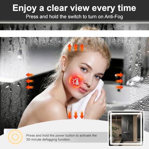 LED Bathroom Mirror with Lights, 30 x 30 Lighted Vanity Wall Mirror - Image 2