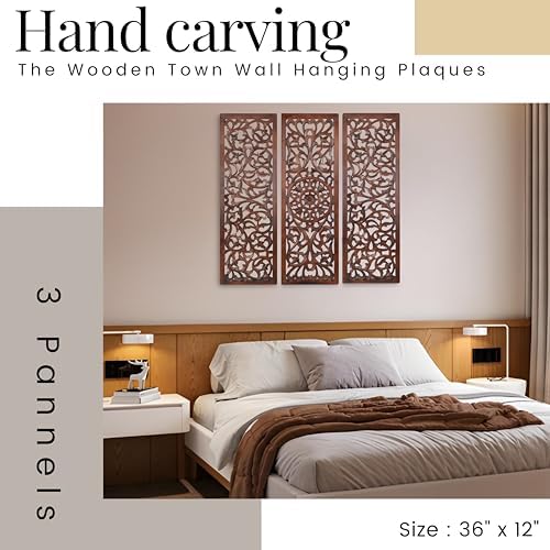 The Wooden Town Carved Wood Wall Art, 36x12 in - Image 5