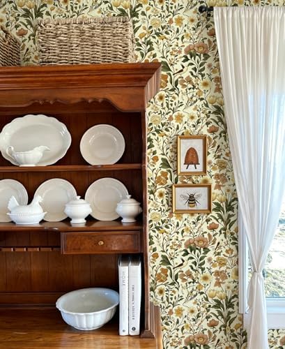 Jeweluck Floral Peel and Stick Wallpaper Bird Wall Paper 16.9" x 118.1" - Image 3