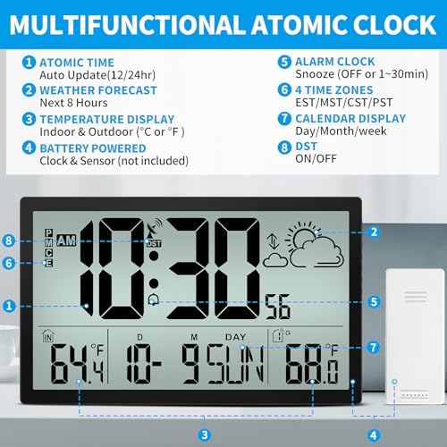 14.6" Atomic Wall Clock Battery Operated - Image 3
