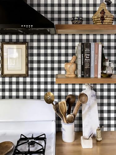 Checkered Wallpaper Black and White Wallpaper 17.3" × 393" Peel and Stick - Image 2