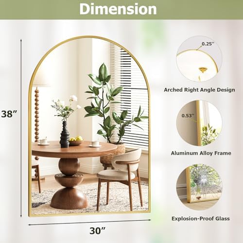 XRAMFY 30x38 Inch Arched Bathroom Mirror - Image 5