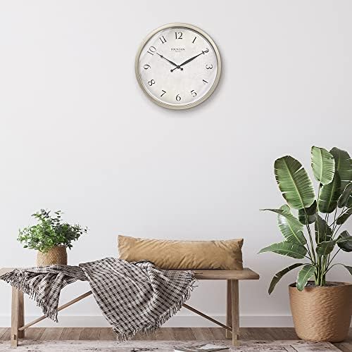12" Silent Modern Farmhouse Wall Clock, Morning Silver - Image 6