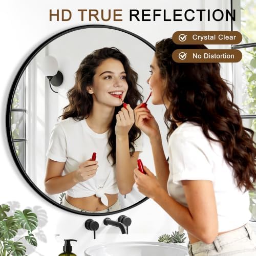 FGU Round Bathroom Mirror for Over Sink 2 Pack 30" Black Circle Wall Mirror - Image 4
