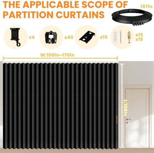 Room Divider Curtain Sets with Flexible Ceiling Track, Privacy Soundproof - Image 3