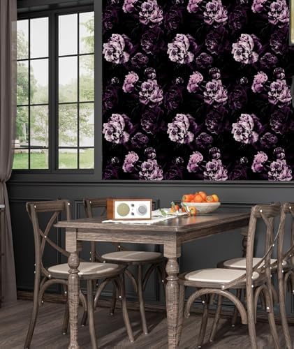 Black Purple Vintage Floral Peel and Stick Wallpaper 17.5" x 393" - Image 4