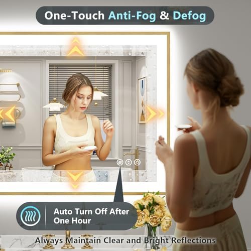 40x38 Gold LED Bathroom Mirror - Image 5