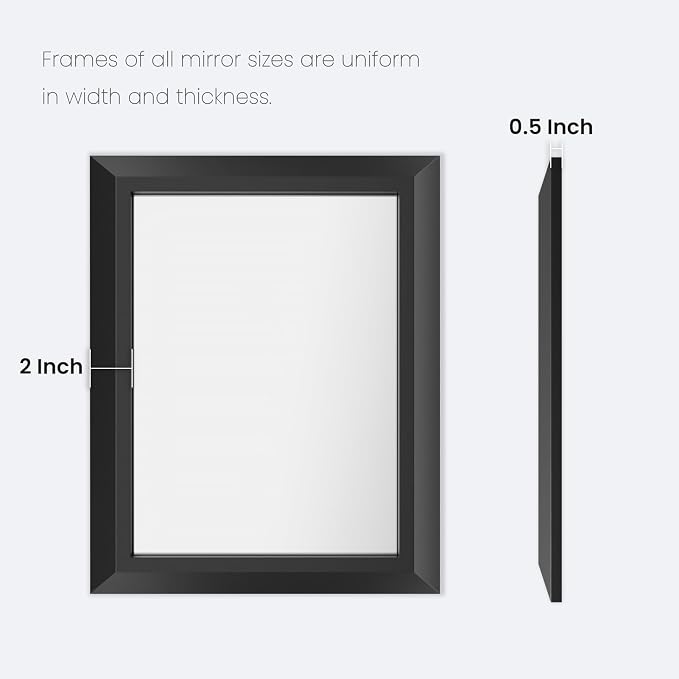 Amorho Bathroom Mirror Black, 72X32 Inch Thick Metal Framed Wall Mirrors - Image 7