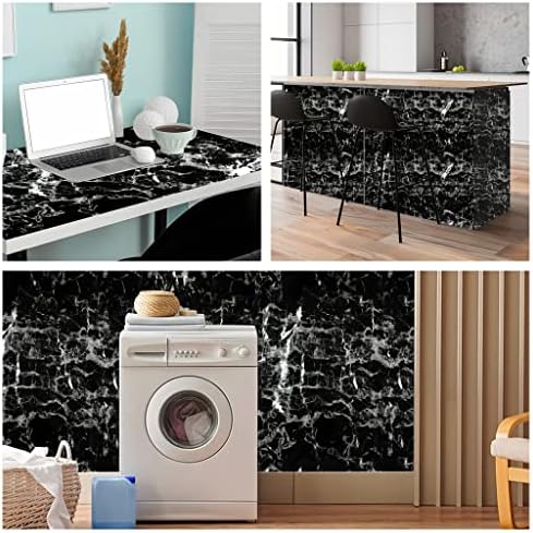 Arthome Black Marble Contact Paper, 15.7"x393" Self Adhesive Wallpaper - Image 5