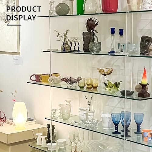 08" W x 48" L - 5 PCS Rectangle Tempered Glass Shelf Set, Glass Shelves of Wall - Image 2