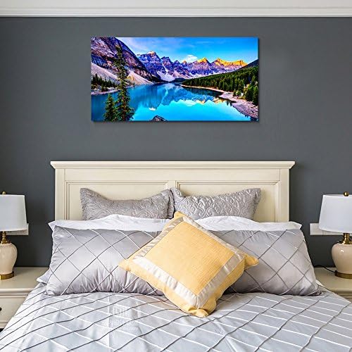 Haichuang Decor Art Moraine Lake Canvas Wall Art 57x28 Inches Framed Rocky - Image 5
